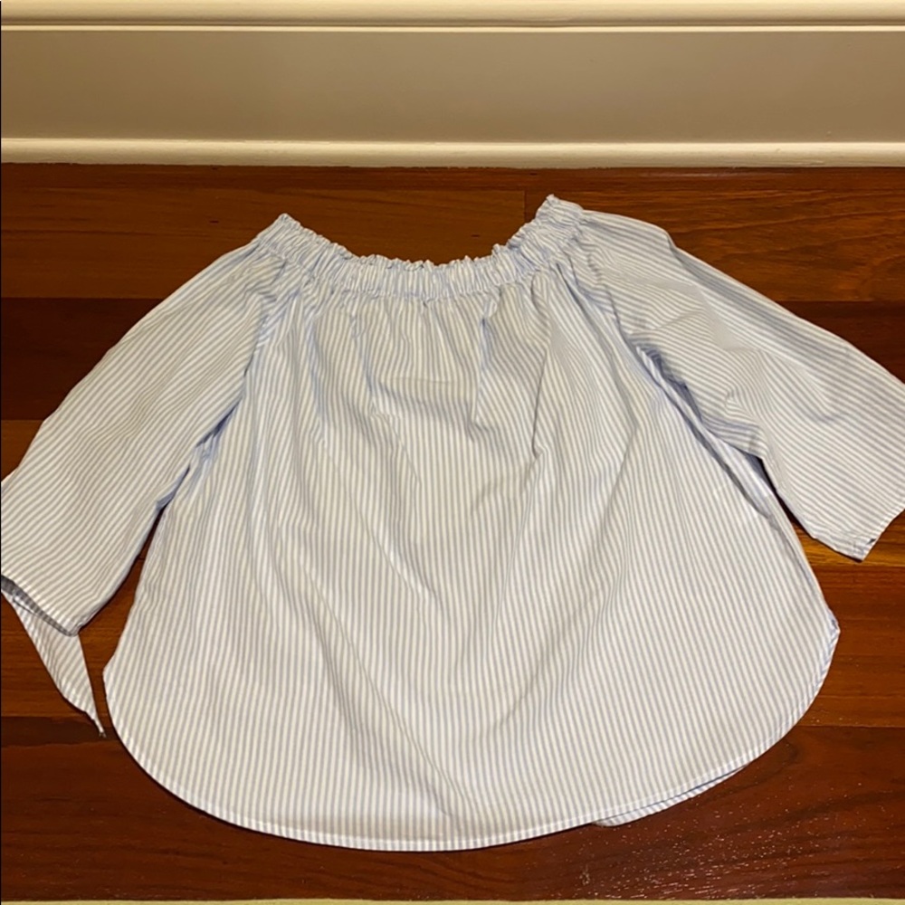 blue and white striped top/blouse